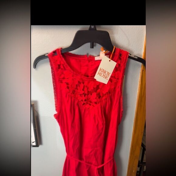 Knox Rose Women's Wide Strap Sleeveless A-Line Dress Red Lace NWT XS - Picture 11 of 11